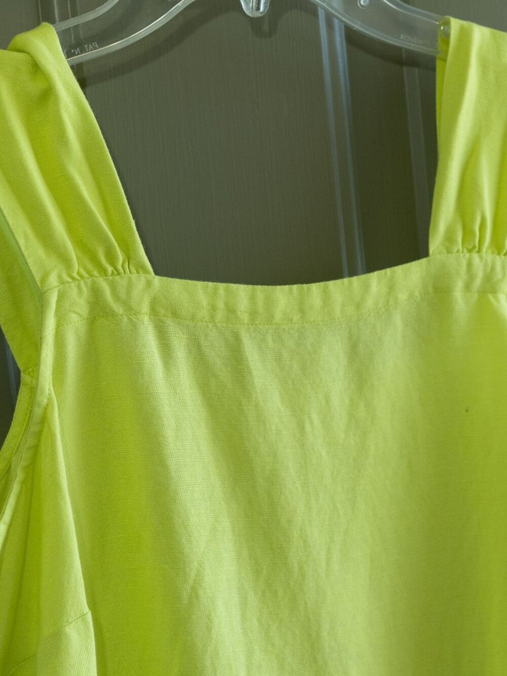 LOFT Linen Dress Flowy Tiered Sleeveless Lime Green Flourescent Lightweight Mini - Picture 3 of 8